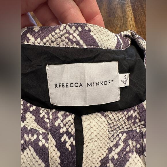 Rebecca Minkoff Shay Jacket Snake Size Small Print Quilted Crew Neck EUC - Picture 5 of 8